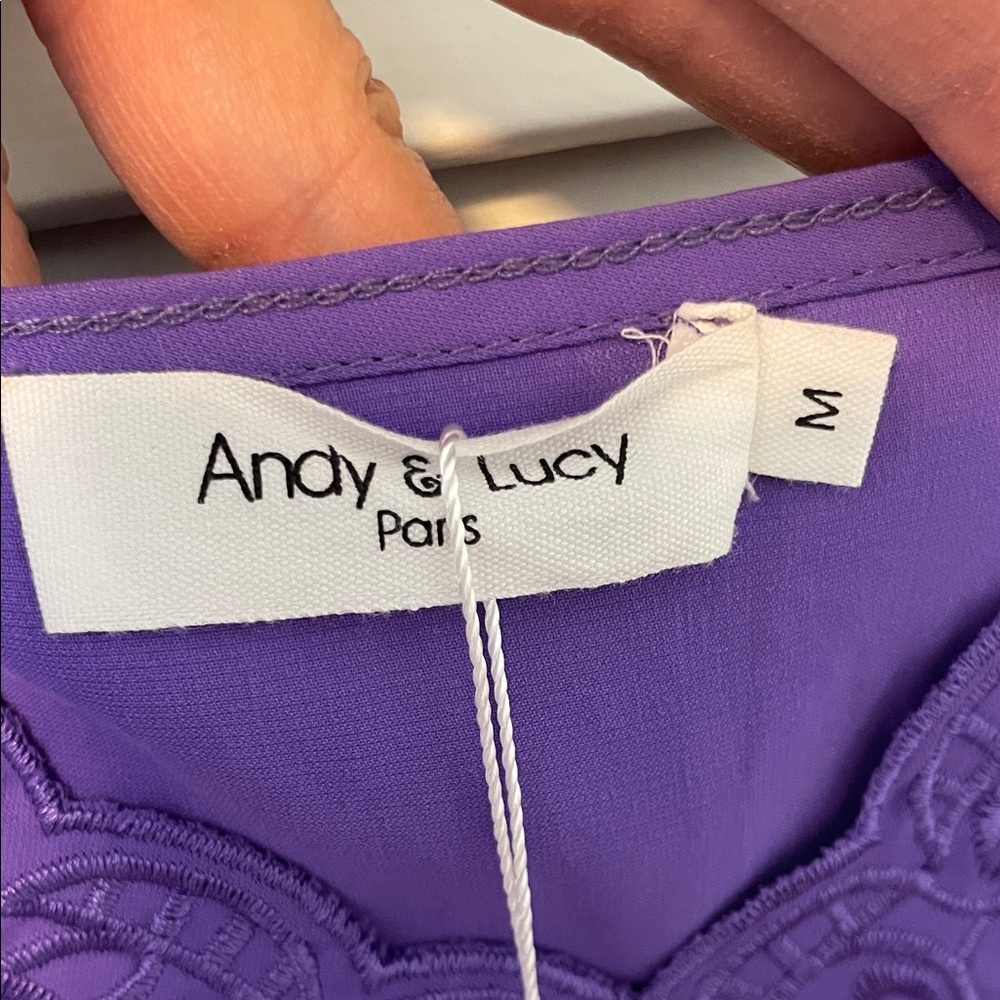 NWT Andy & Lucy Purple Lace-Trim Spaghetti Strap Camisole Top - Picture 2 of 6